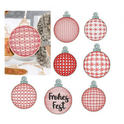 Stickserie ITH - Weihnachtskugeln Anhänger Grafisch